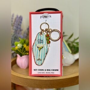 NIB Piper K Martini Time Keychain/Bag Charm